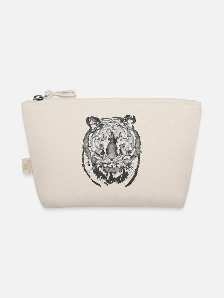 Tiger - Tiger head black white - Organic Pouch - nature - Front