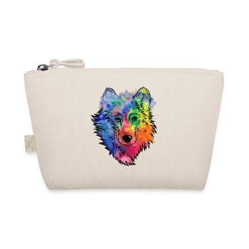 Wolf's Face Colorful Watercolor Wolf's Head - Organic Pouch - nature - Front
