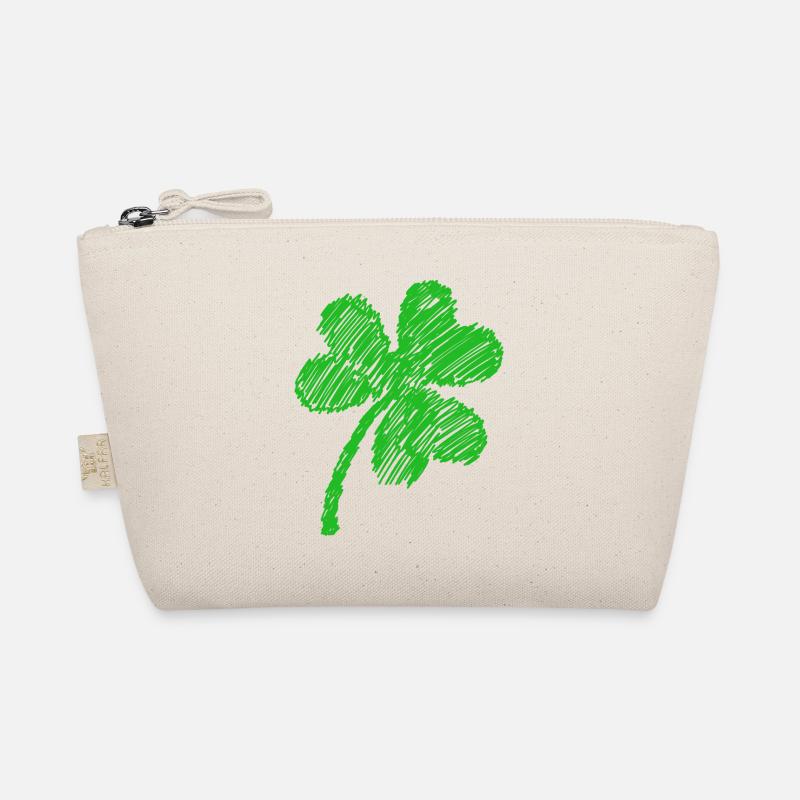 three-leaf clover green doodle Organic Pouch