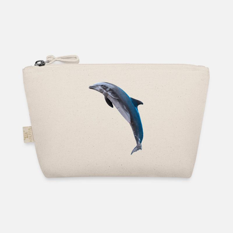 Dolphin jumping, Natural, left Organic Pouch