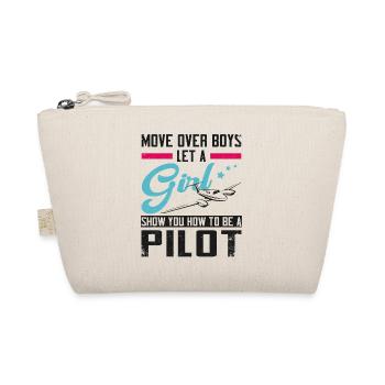 Airplane Pilot Girl Vintage Move - Organic Pouch - nature - Front