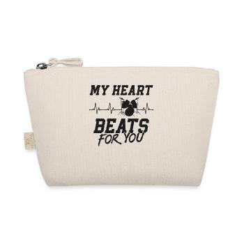 Drummer Drum Set Vintage Heart My - Bio-Täschchen - Natur - Vorne