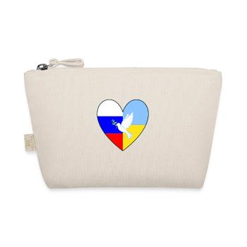 Ukraine Russland Flagge Herz Friedenstaube - Bio-Täschchen - Natur - Vorne