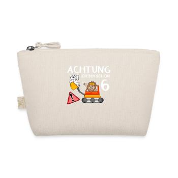 Bagger 6. Geburtstag 6 Jahre Baustelle Geschenk - Bio-Täschchen - Natur - Vorne