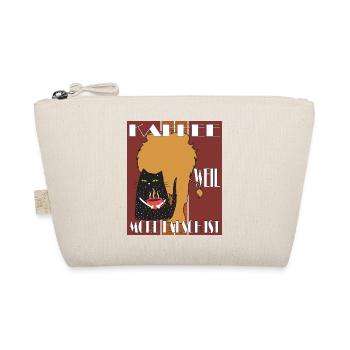 Katze mit Kaffee im Retro Vintage Stil Miau! - Bio-Täschchen - Natur - Vorne