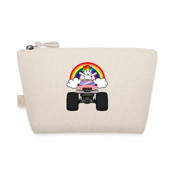 Monster Truck Unicorn Rainbow Clouds I Gift - Organic Pouch - nature - Front