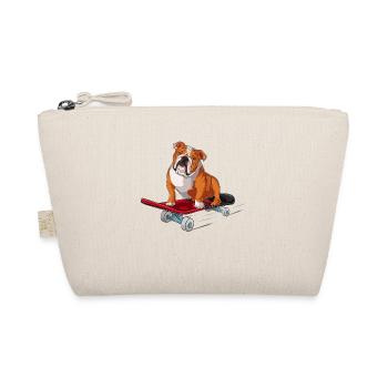 Bouledogue anglais sur une planche à roulettes - Trousse biologique - nature - Devant
