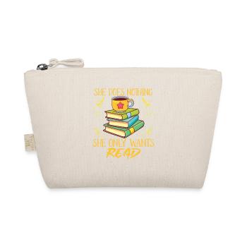 Book-girl-bookworm-reading-book-reader - Organic Pouch - nature - Front