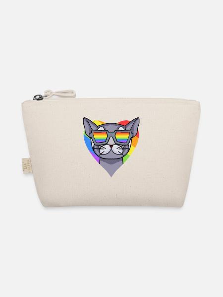 LGBT Katze Britisch Kurzhaar Regenbogen - Bio-Täschchen - Natur - Vorne