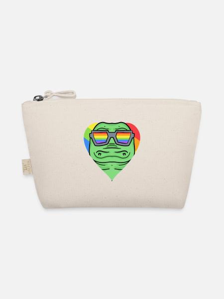 LGBT Tier Krokodil Regenbogen - Bio-Täschchen - Natur - Vorne