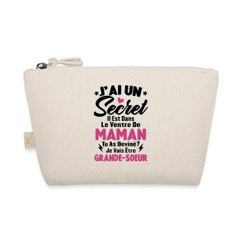 J'ai un secret je vais être grande sœur cadeau - Trousse biologique - nature - Devant