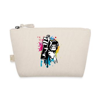 cooler Street Art Gorilla Sprayer im Graffiti Stil - Bio-Täschchen - Natur - Vorne