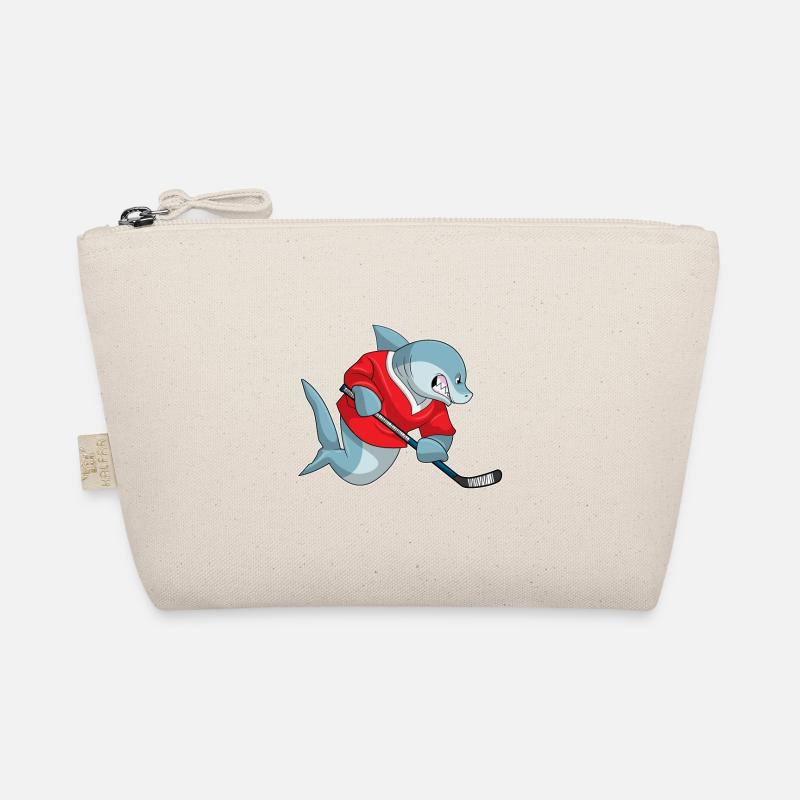 Hai beim Eishockey mit Eishockeyschläger Bio-Täschchen