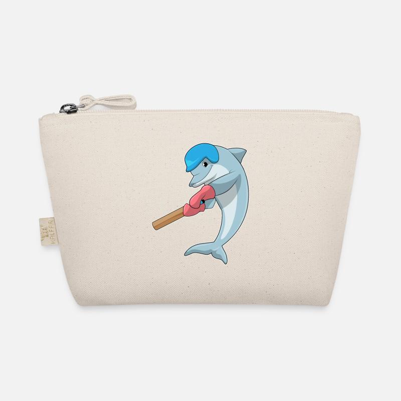 Delfin beim Cricket mit Cricketschläger Bio-Täschchen