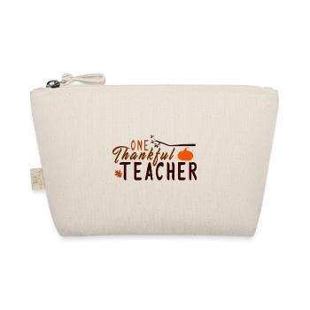 One Thankful Teacher Pumpkin Thanksgiving - Organic Pouch - nature - Front