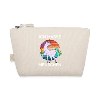 buntes Einhorn - Ich hasse Menschen - Bio-Täschchen - Natur - Vorne