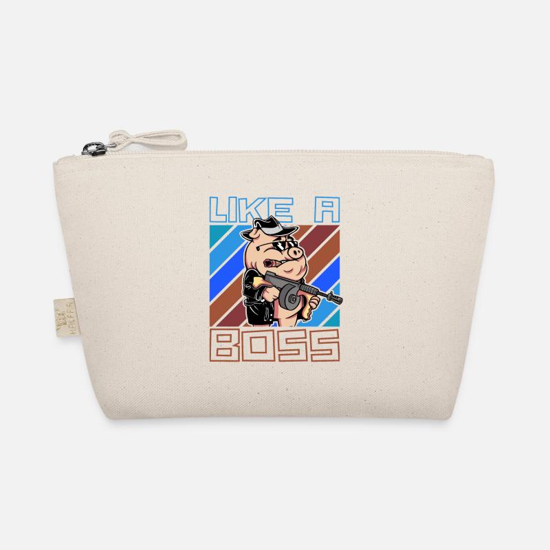 Like a Boss Funny Mafia Pig Cartoon Saying Organic Pouch