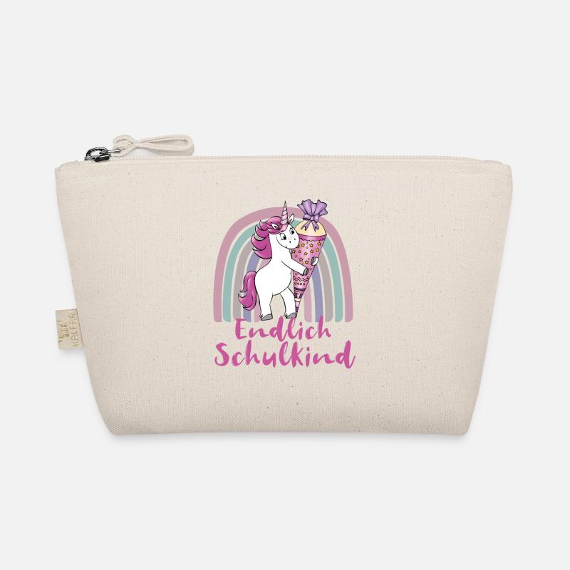 Endlich Schulkind Einhorn mit Regenbogen Bio-Täschchen