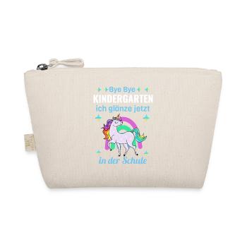 Bye Bye Kindergarten Glitter Unicorn Inscription - Trousse biologique - nature - Devant