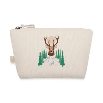 Deer motif in the forest in the mountains with wolf - Organic Pouch - nature - Front