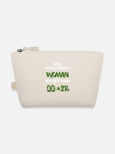 Woman With DD-214 Female Veterans Day Cute Retro - Organic Pouch - nature - Front