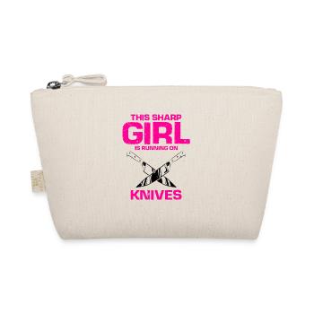 Sharp woman loves knife knife collector knife fan - Organic Pouch - nature - Front
