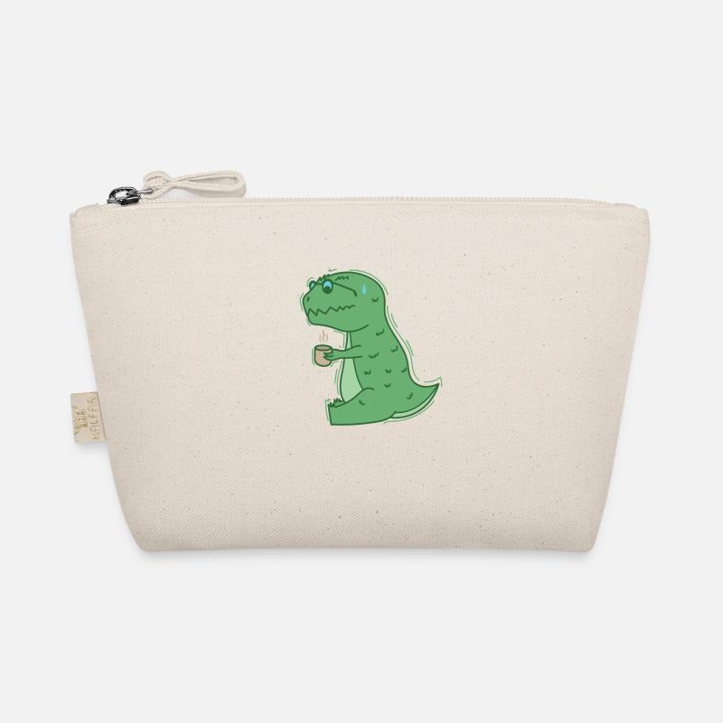 Dino drinks coffee dinosaur reptile - Organic Pouch - nature