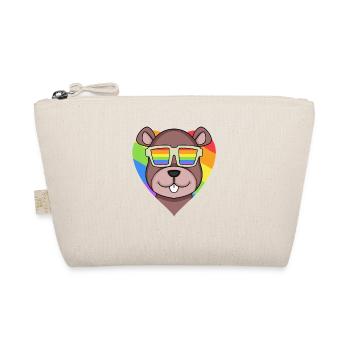 LGBT Animal Beaver Rainbow Heart - Organic Pouch - nature - Front