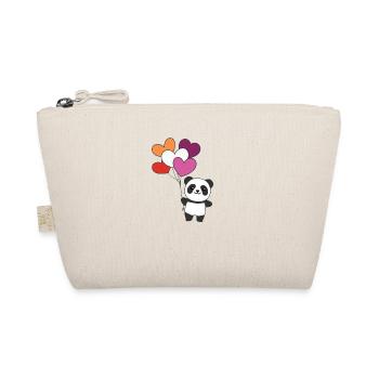 Lesbian Flag Balloon Hearts Pride LGBTQ Panda - Organic Pouch - nature - Front