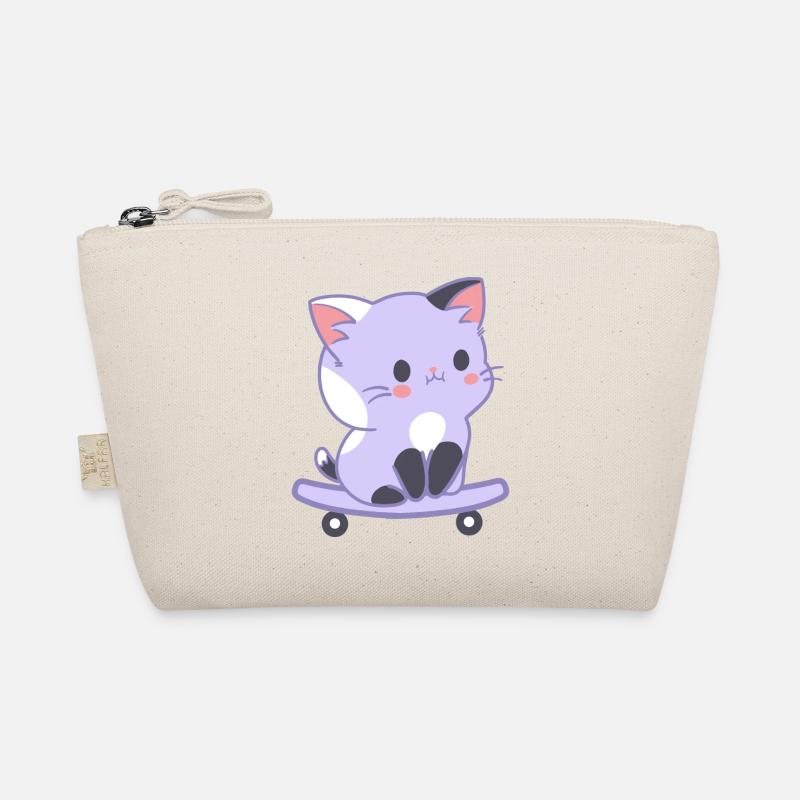 skater Cat - Organic Pouch - nature
