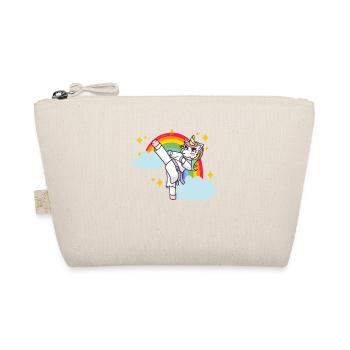 Lustige Karate Kampfsportarten Regenbogen Einhorn - Bio-Täschchen - Natur - Vorne