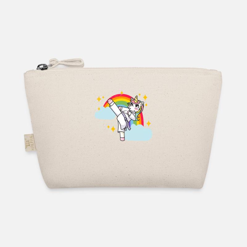 Lustige Karate Kampfsportarten Regenbogen Einhorn Bio-Täschchen