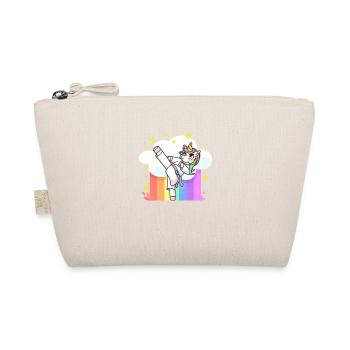 Lustige Karate Kampfsportarten Regenbogen Einhorn - Bio-Täschchen - Natur - Vorne