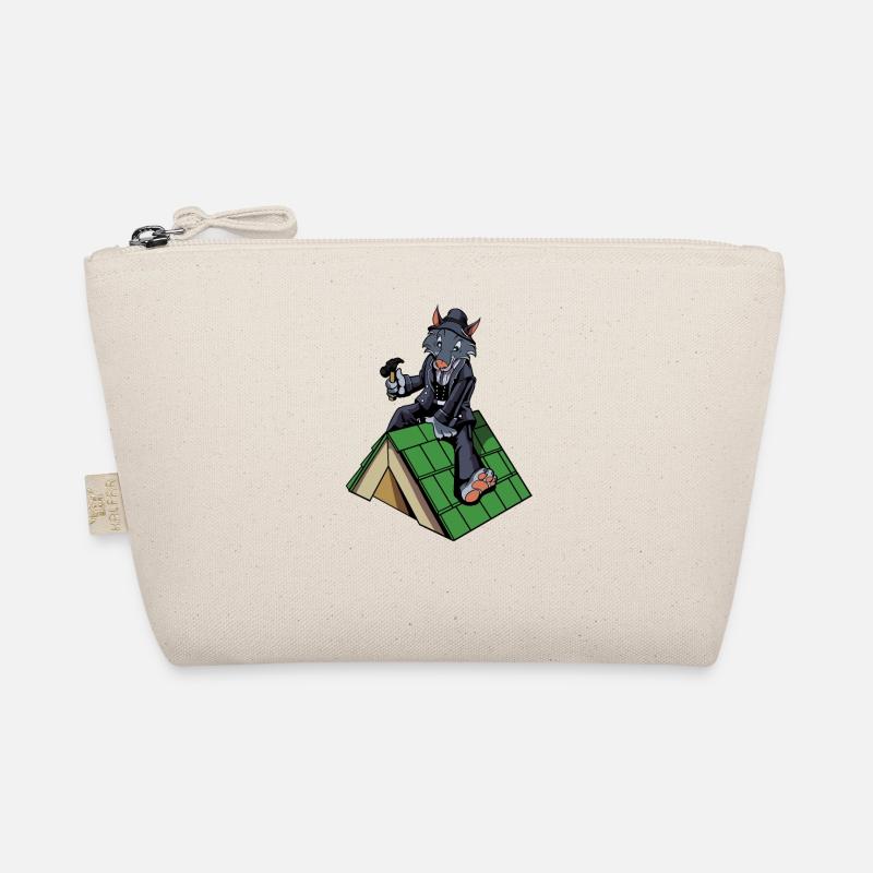 Comic Wolf als Dachdecker Bio-Täschchen