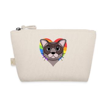 Burma Katze Regenbogen Herz - Bio-Täschchen - Natur - Vorne