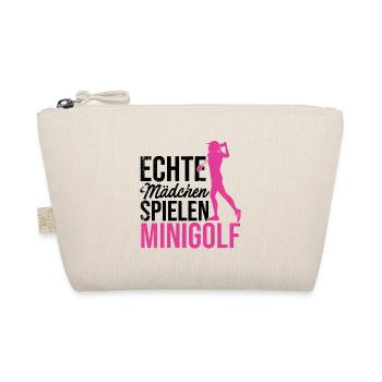Echte Mädchen Spielen Minigolf Golfspieler Golfen - Bio-Täschchen - Natur - Vorne
