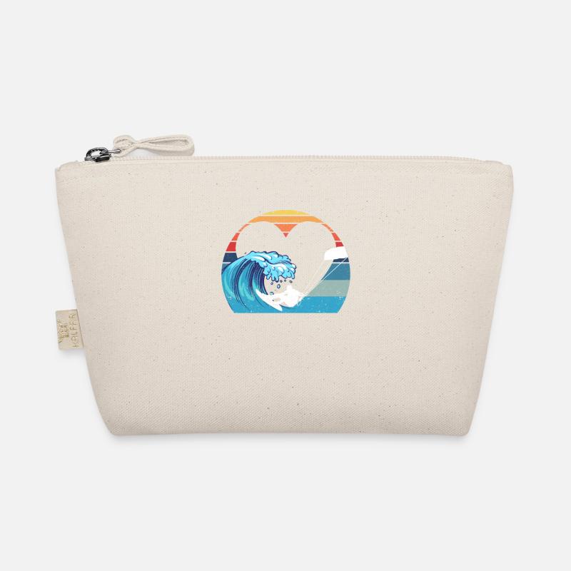 Retro Simplistic Heart Ocean Beach Lovers Surf Organic Pouch