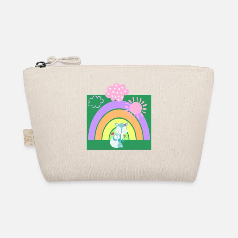 Baby & Mama Wolf mit Regenbogen Bio-Täschchen