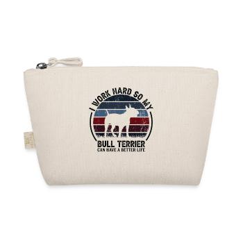 Work Hard - Retro Bull Terrier - Organic Pouch - nature - Front