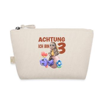 Achtung ich bin 3 Dinosaurier 3.Geburtstag - Bio-Täschchen - Natur - Vorne
