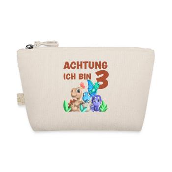 Achtung ich bin 3 Dinosaurier 3.Geburtstag - Bio-Täschchen - Natur - Vorne