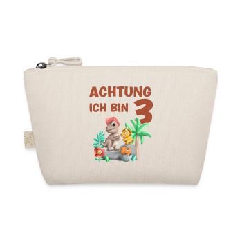 Achtung ich bin 3 Dinosaurier 3.Geburtstag - Bio-Täschchen - Natur - Vorne