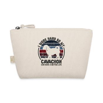 Work Hard - Retro Cavachon - Organic Pouch - nature - Front