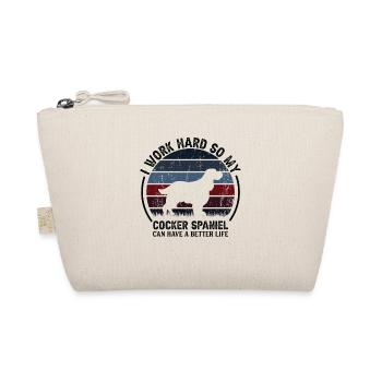 Work Hard - Retro Cocker Spaniel - Organic Pouch - nature - Front