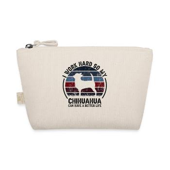Work Hard Work - Retro Chihuahua - Organic Pouch - nature - Front