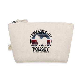 Work Hard - Retro Pomsky - Organic Pouch - nature - Front