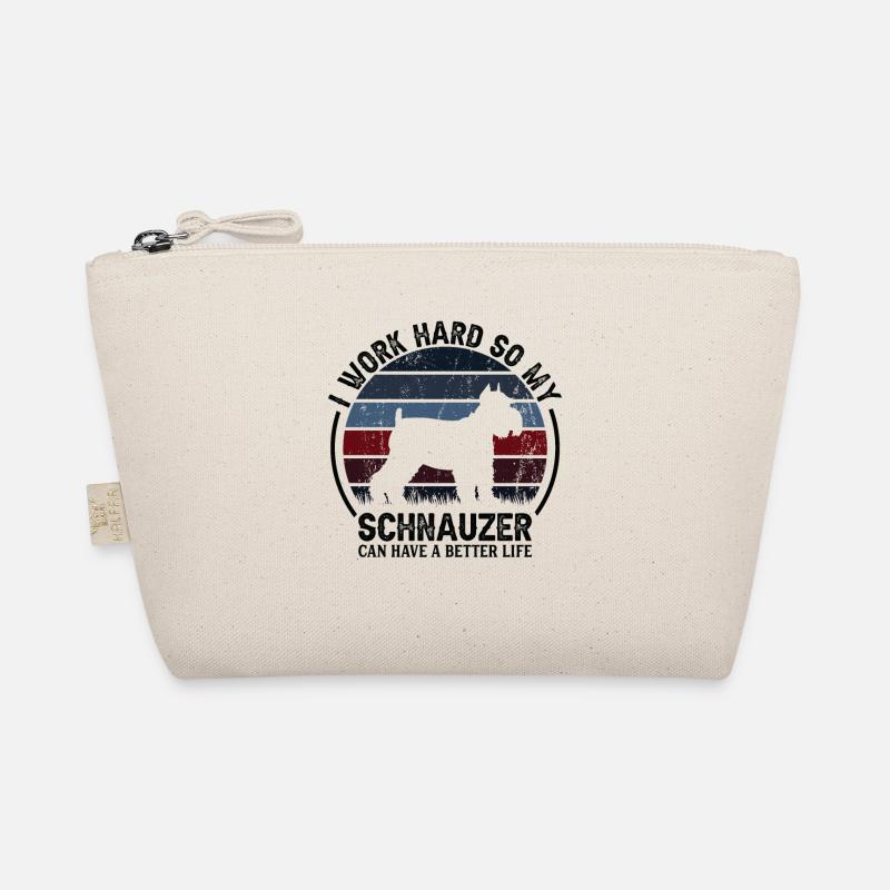 Hart Arbeiten - Retro Schnauzer - Bio-Täschchen - Natur