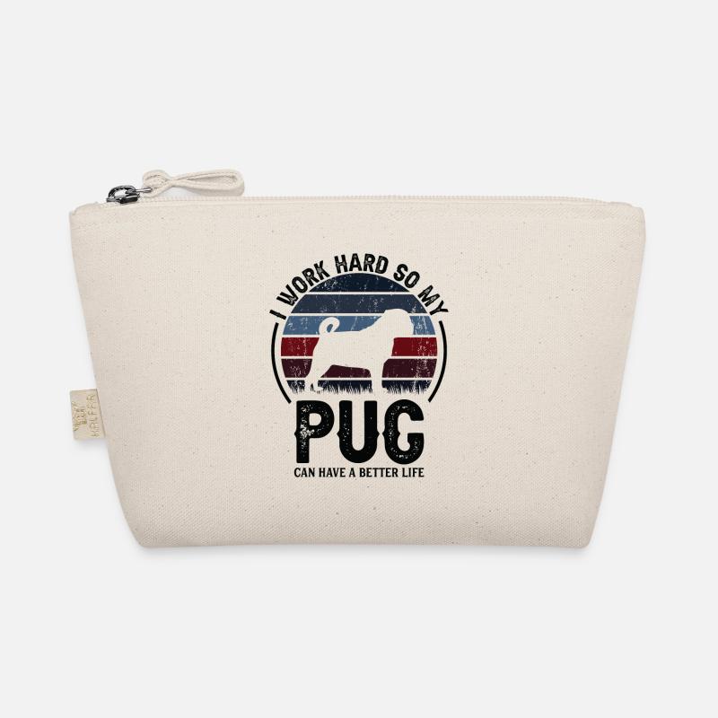 Hart Arbeiten - Retro Mops Bio-Täschchen