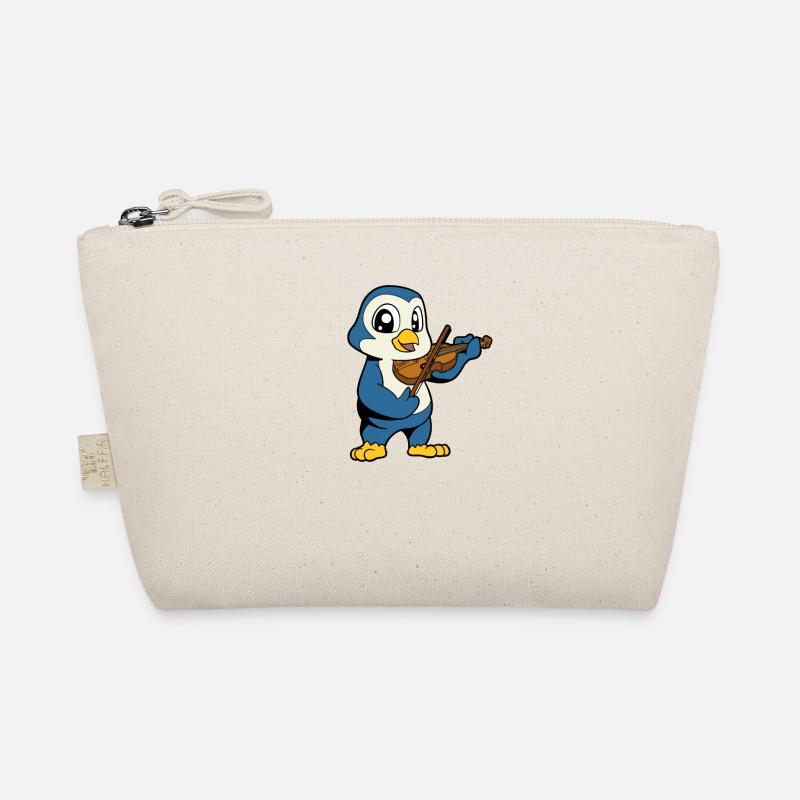 Comic Penguin plays violin Organic Pouch