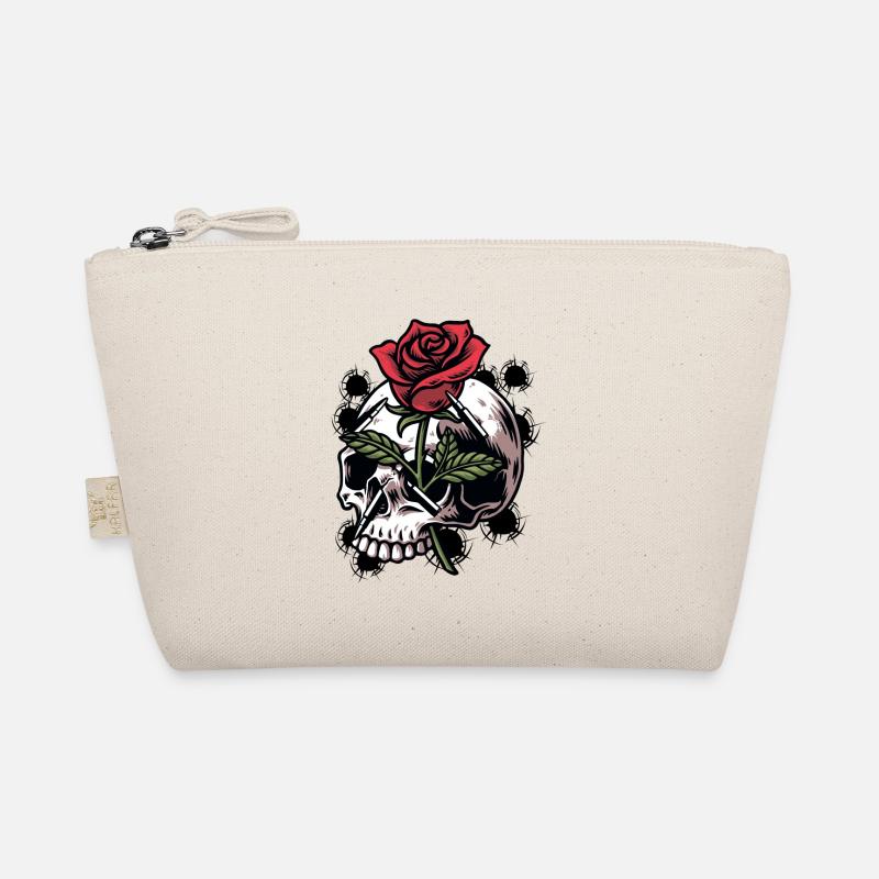 Bullets and Skull Roses Aesthetic Dripping Pattern Organic Pouch